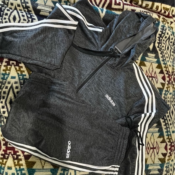 Adidas Charcoal Tracksuit with White Accents - Picture 1 of 1